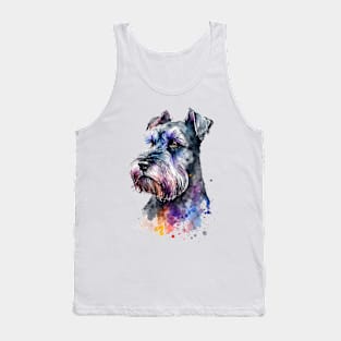 Rainbow Schnauzer Watercolor Art Tank Top